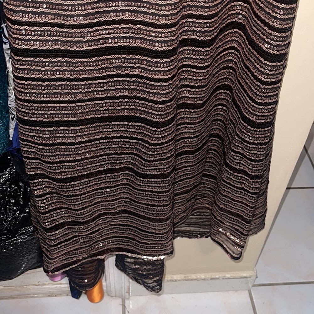 Badgley Mischka Collection Striped Sequin Gown - Picture 6 of 10